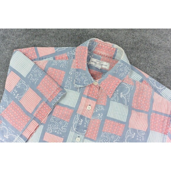 Guess‎ George Marciano Shirt Womens Med Pink Blue Patchwork - Picture 1 of 9